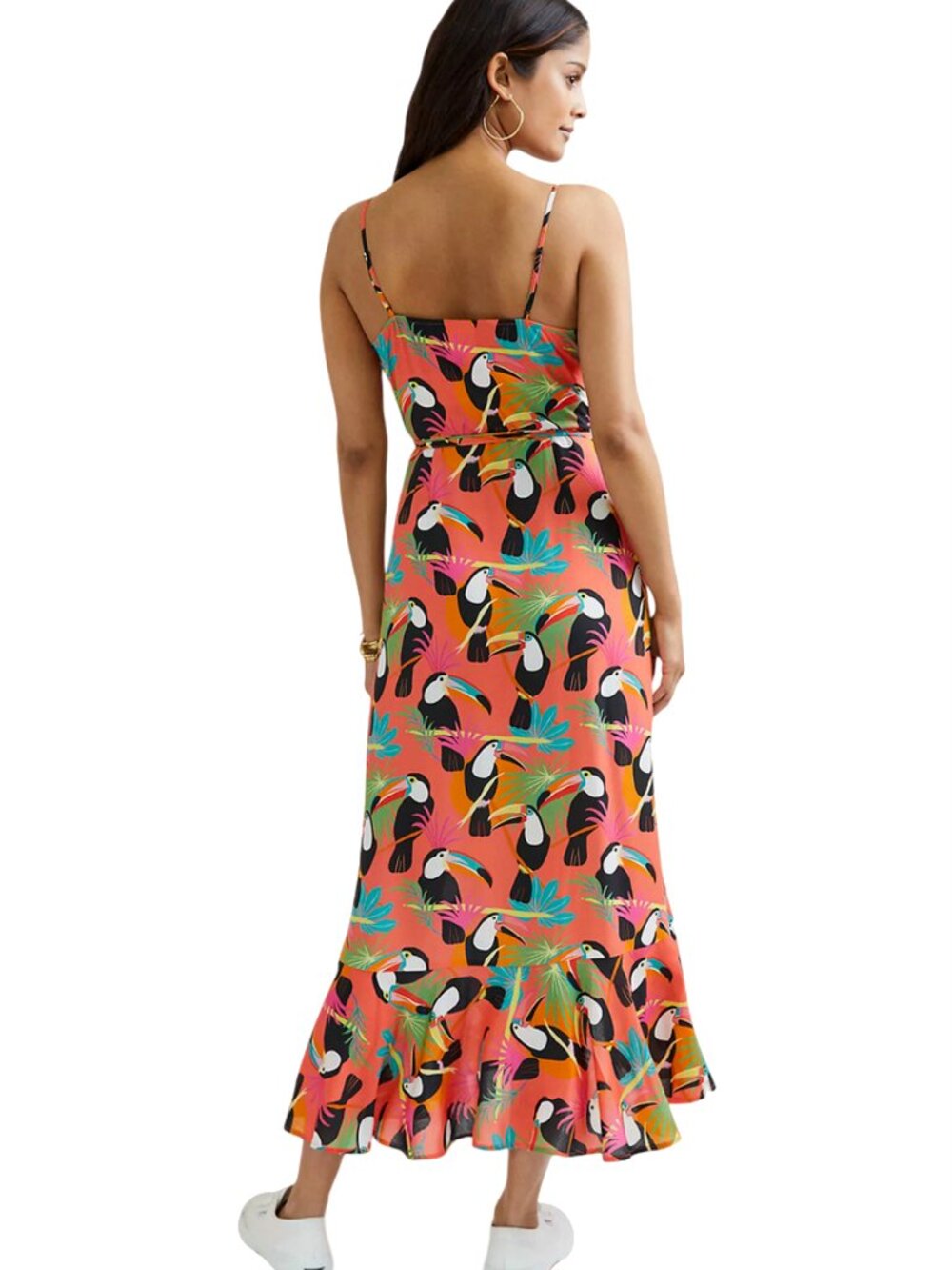 Anthropologie Farm Rio Toucon Wrap Maxi Dress Rayon Flounce Sleeveless - Picture 3 of 15